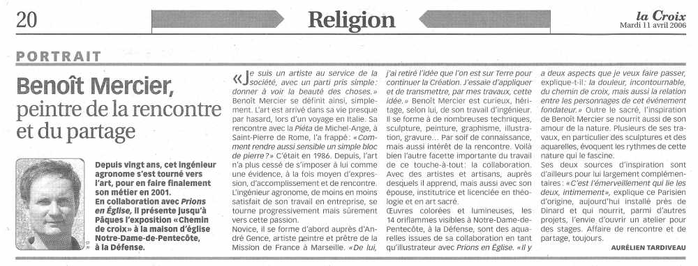 article La Croix avril 2006